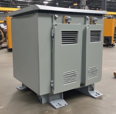 Medium voltage transformer station outdoors.