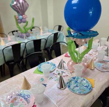 Highly decorated birthday party room