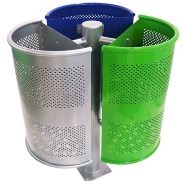 Bote de basura de acero media lunea triple