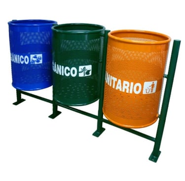 Bote de basura de acero triple