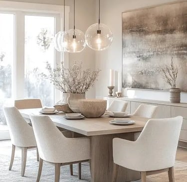 salle à manger couleur neutre et naturelle