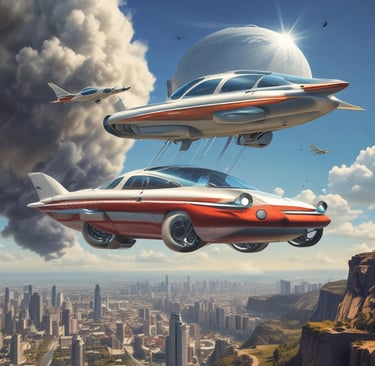 two airplanes flying in the sky above trees