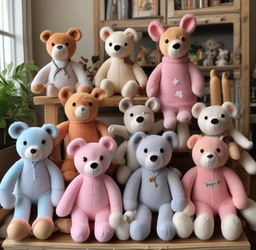 stuffed colorful teddy bears handmade