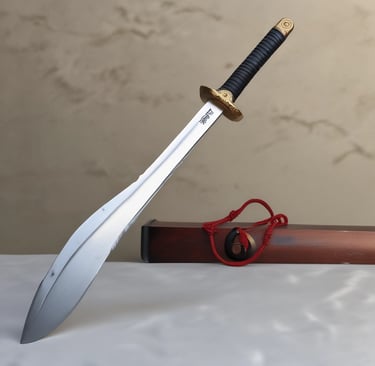 a sword laying on the ground on a wooden floor