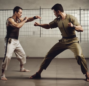A man and a woman boxing in a gym