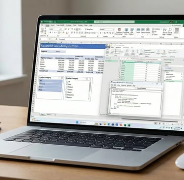 learning excel on laptop