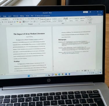 learning ms word on laptop