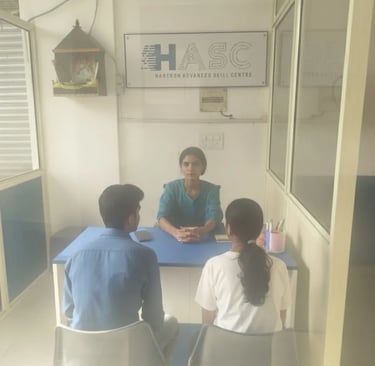 At hartron ballabgarh, two students are get their enquiry answered.