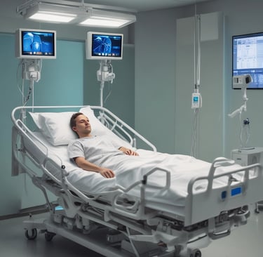 Patient receiving compassionate care from a nurse in a hospital room