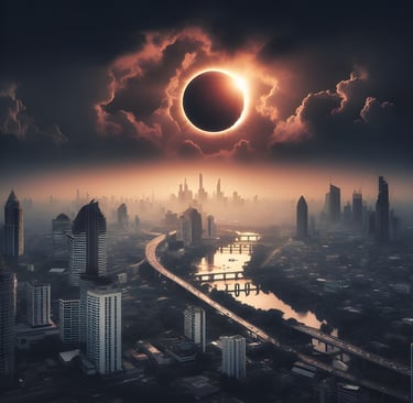 ECLIPSE SOLAR SOBRE UMA CIDADE
