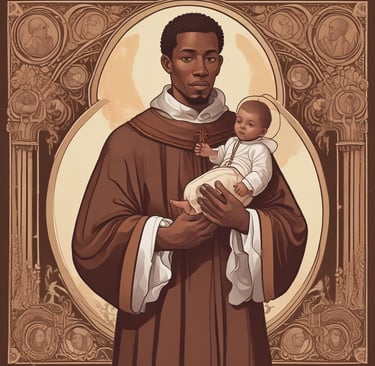 São Benedito segurando o menino Jesus