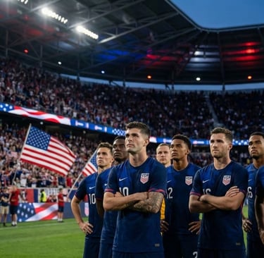USMNT players in a packed stadium, representing the 2026 World Cup home advantage.