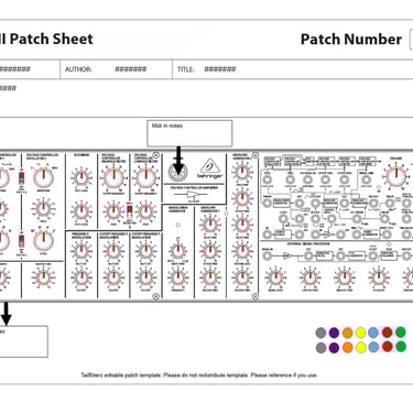 Editable Semi Modular Synth Patch Sheet Behringer K2