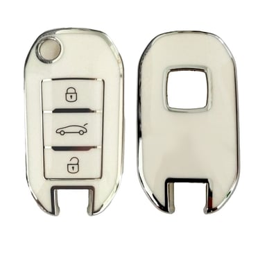 witte glanzende autosleutelcover voor Citroen