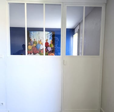 verrière métal thermolaquée porte battante