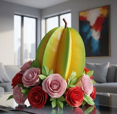 origami carambola flower display