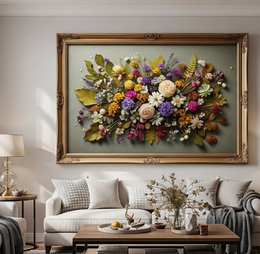 stunning flower art in modern living room