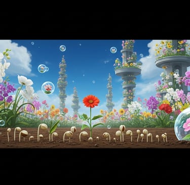 colorful animation of flowers in japanese style