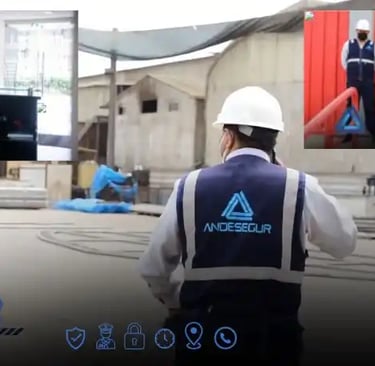 Supervisor de seguridad coordinando con un agente de vigilancia durante la protección de una empresa