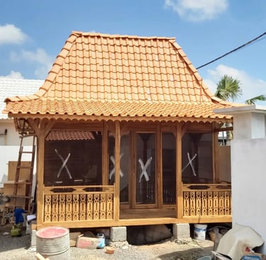 4 joglos complex, terrace with outdoor kitchen and swimming pool