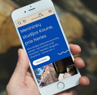 Designing an e-shop on a phone.