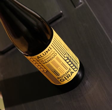 Gira label design. Yellow color, ray illustration. , old style dark bottle shape. 