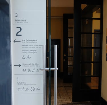Information near lifts with directions. 