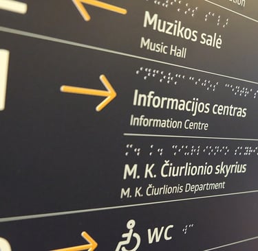 Tactile and braille information inside the lift. 