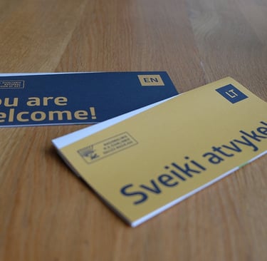 Leaflets with museum plans in LT and EN languages. 