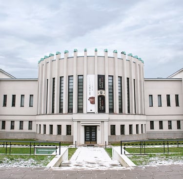 M. K. Ciurlionis museum building in Kaunas. The building is modernism example.