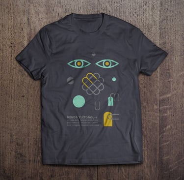 T-shirt design with graphic elements, aye drawing and text: art lover
