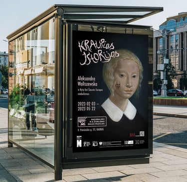 The bus stand advertisement for the exhibition the Dark Arts.