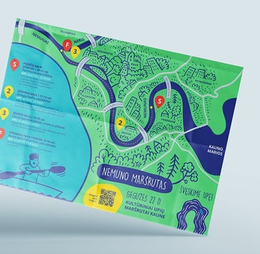 Event map. Each year a new route is created for the event, sometimes on one river, sometimes on the Neris and the Nemunas.