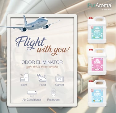 "ODOR ELIMINATOR gets rid of these smells: Seat, Food, Carpet, Air Conditioner, Restroom."