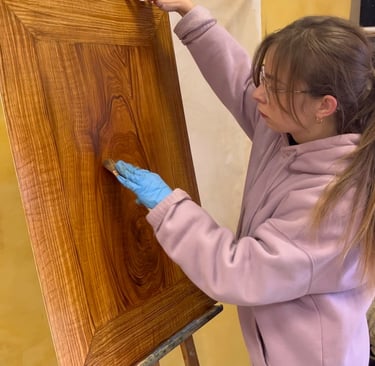 Faux bois imitation noyer - peinture à l'huile