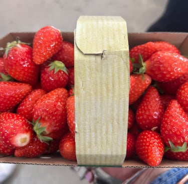 a box of strawberries in a cardboard box