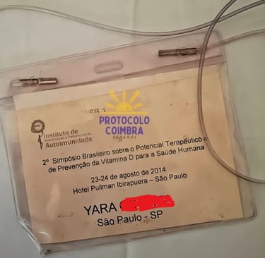 Credencial de participante en el Simposio Brasileño sobre vitamina D, en São Paulo 2014.