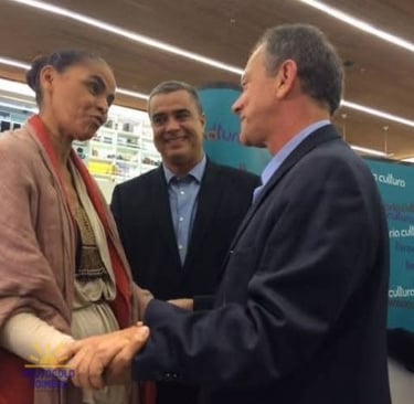 Marina Silva (exsenadora) y Walter Feldman en el evento.