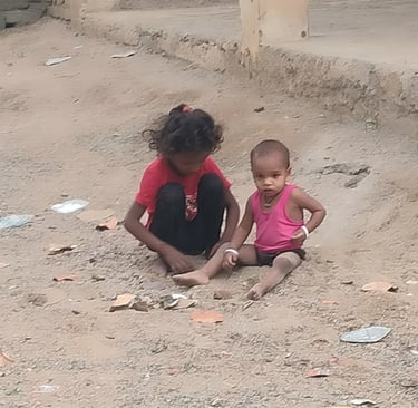 Children is playing with sand