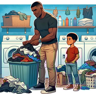 Father and doing laundry