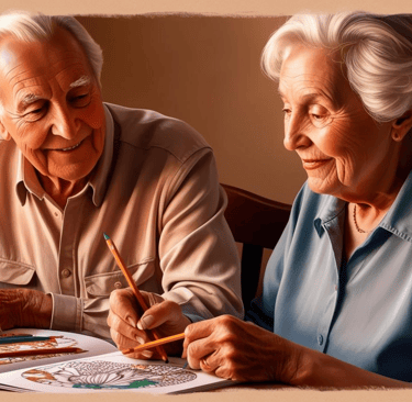 Elderly couple coloring