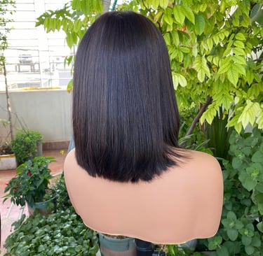Side or back view of VietSilkHair 2x6 wig on mannequin highlighting smooth texture and natural flow of the hair