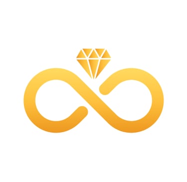 Coralyn Jewels logo, a horizontal figure 8 also resembling unity symbol with a diamond jewel above