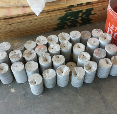 Concrete cores taken from building after RADAR Scan