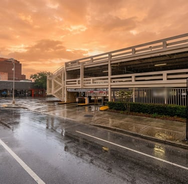 Parking deck in Jacksonville. Post tension cables are common and require GPR scanning