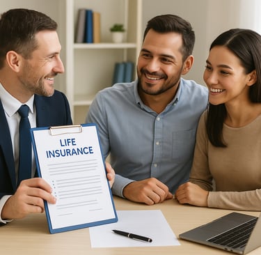 pareja con asesor de seguros de vida Infoseguros LLC