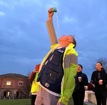 a hash man drinking a beer