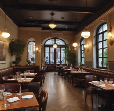 A view of a coastal resort area featuring multiple villas surrounded by lush greenery and palm trees. The image includes a body of water in the foreground and a large multi-story building to the right. In the background, the ocean extends to the horizon under a partly cloudy sky.
