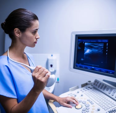 Nurse using ultrasonic device