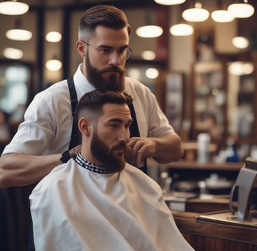 A person with short dark hair is gazing intently at their reflection in a round mirror. Two horizontal red streaks are visible across their black shirt and reflection. The background is softly blurred, drawing focus to the individual's face and expression.